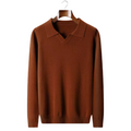 Wool Ribbed Buttonless Polo Shirt for Casual Wear and Layering